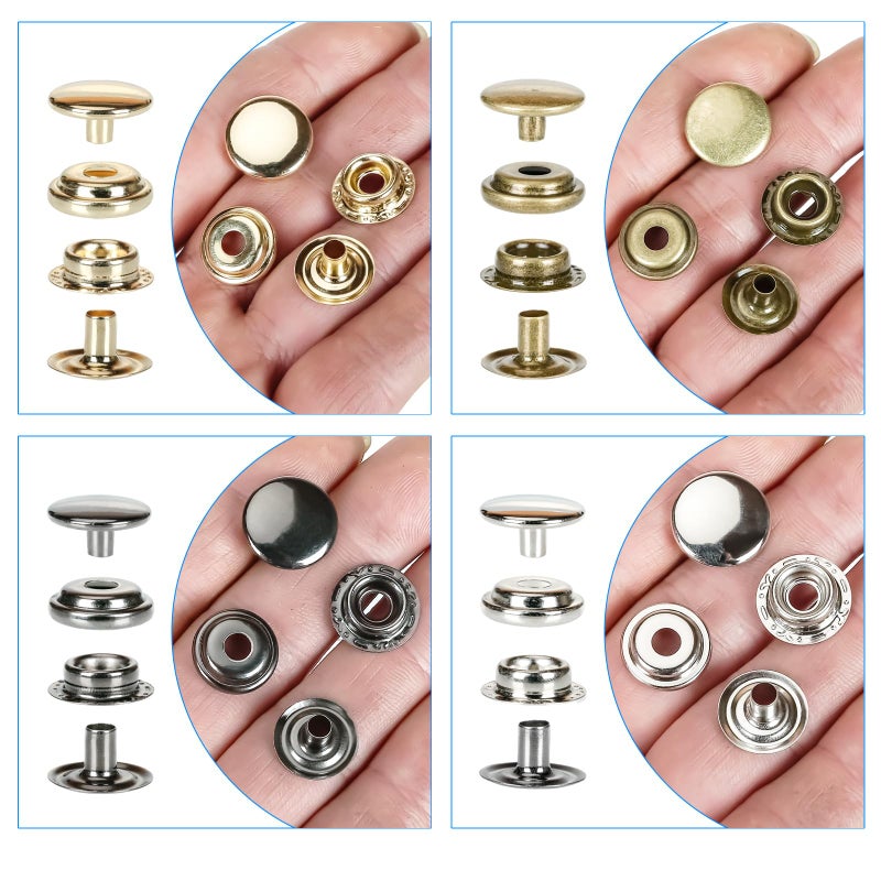 INNETOC 70 Sets 15mm 5/8" Heavy Duty Snap Fasteners Kit, Metal Snaps for Leather Crafts Sewing Repair Clothing Button Kit with Snap Installation Tool - Image 4